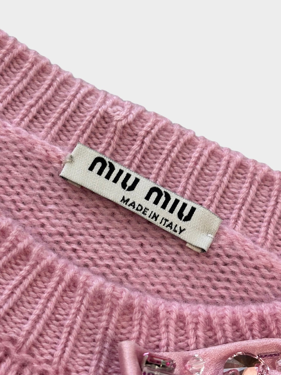 MIU MIU CASHMERE BOW JUMPER